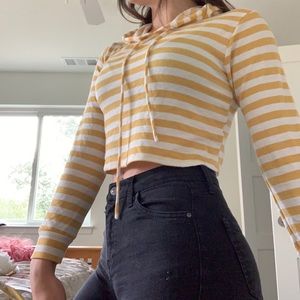 Cropped yellow white striped hoodie – PacSun used.